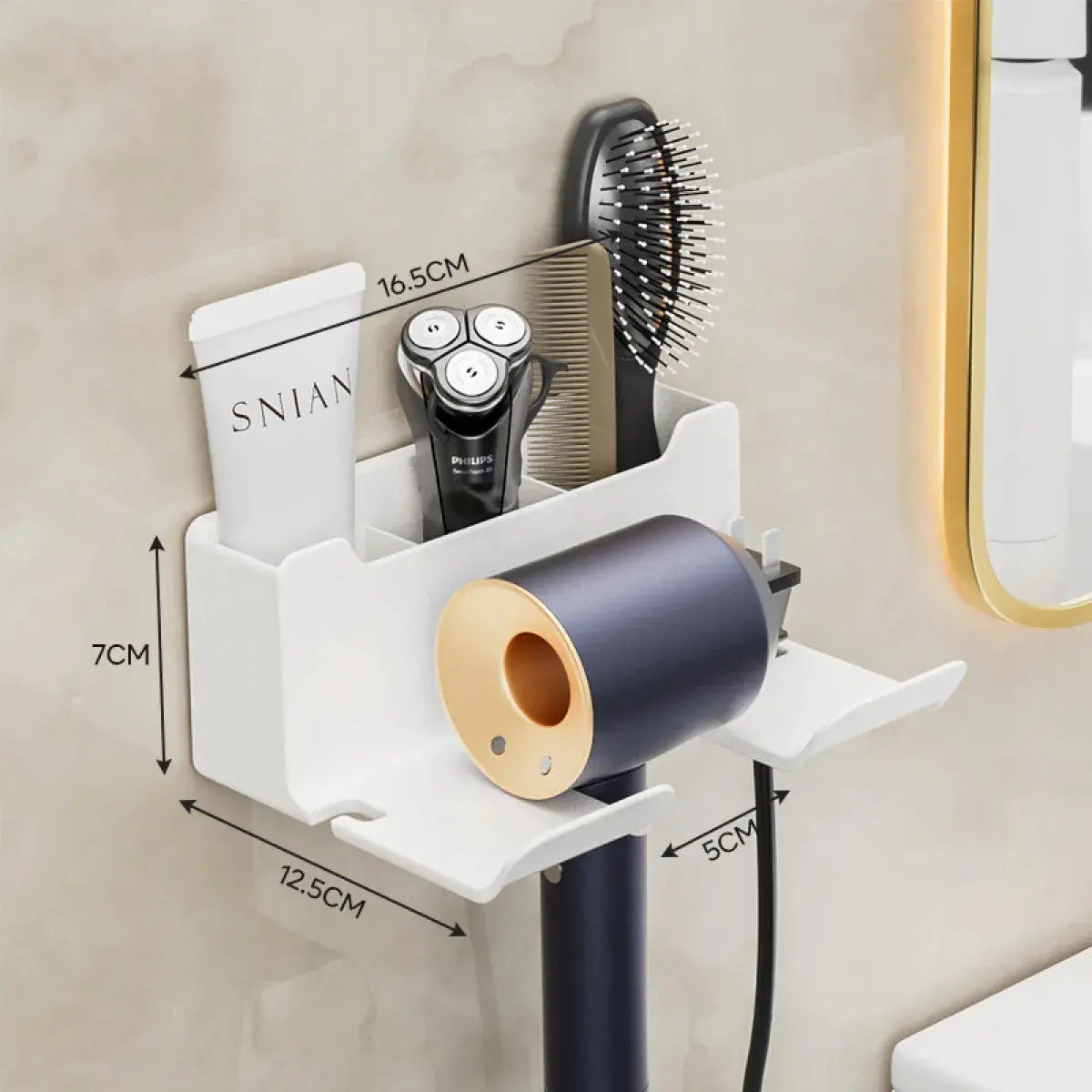Wall-mounted Hair Dryer Bracket Storage Rack