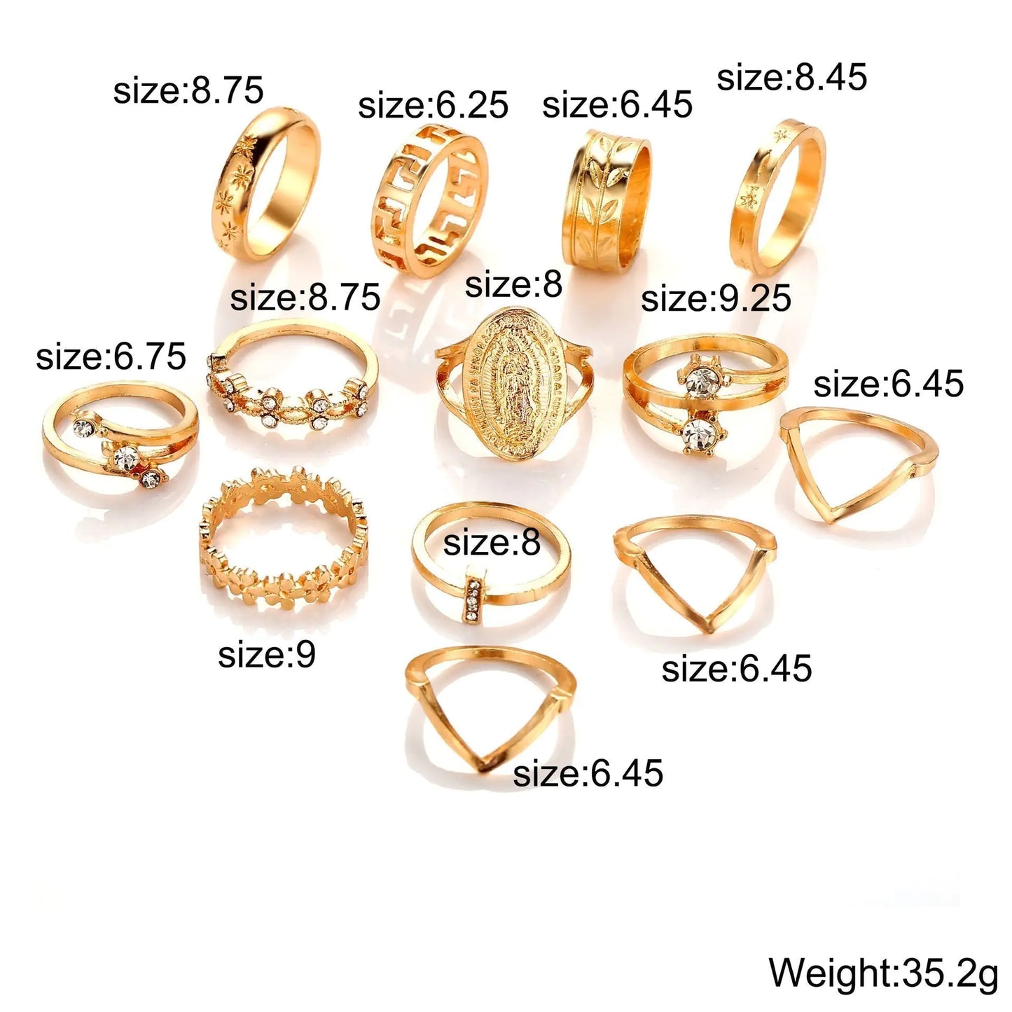 18k Gold Medallion Ring Set