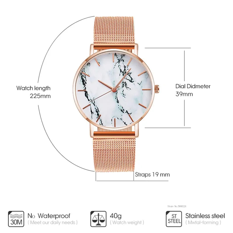 Elegant Rose Gold Marble Timepiece